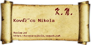 Kovács Nikola névjegykártya